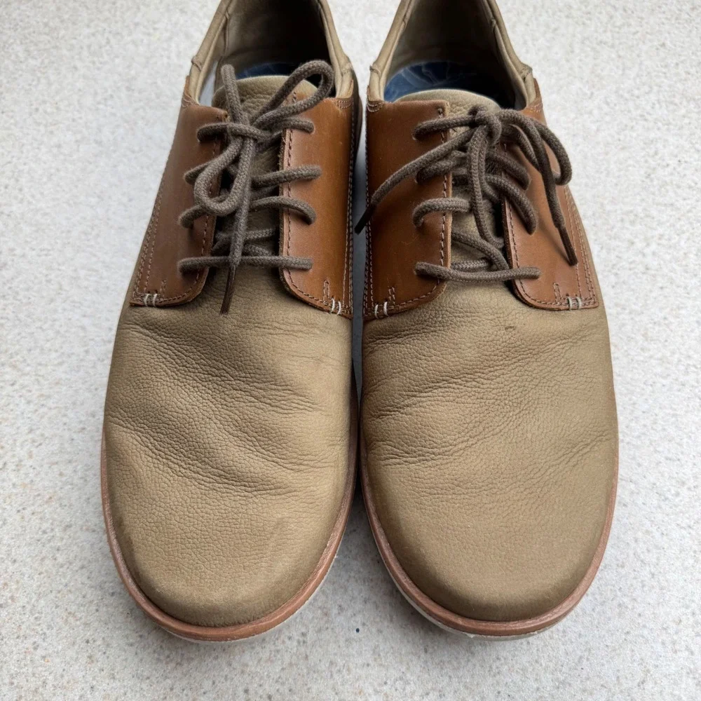 OluKai Kalia Li Sneaker Mens 12 Khaki Brown Leather Lace Up 10442-3333